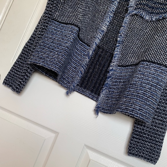 Chico’s Women’s Cotton Wool Blend Fringe Hem Lined Blazer Jacket Sz 1 - Picture 4 of 12